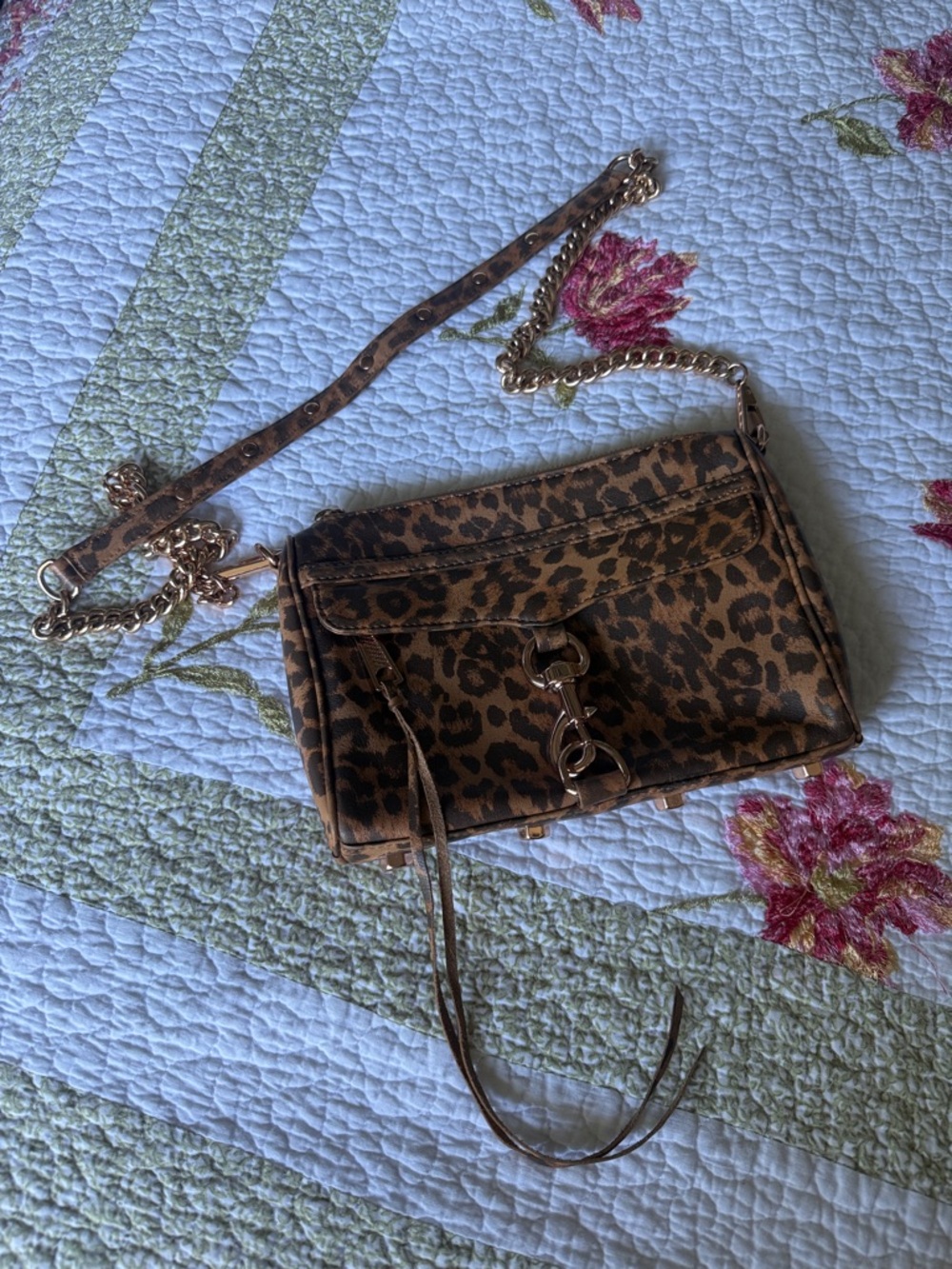 Rebecca Minkoff Leopard Print Crossbody Bag with Chain Strap